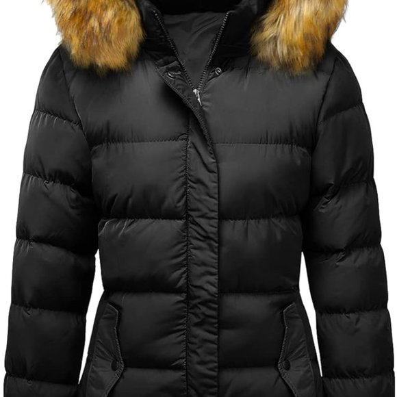 Women's Winter‎ Down Thicken Jacket Puffer Parka Coat with Removable Fur Hood - Picture 3 of 7